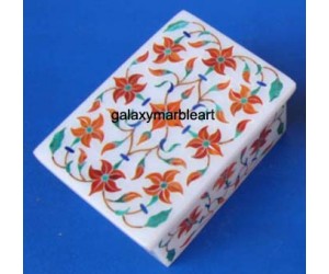 marble inlay work  box with intricate design  of semi-precious stones box-RE23120