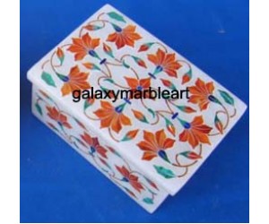 cornelian stone inlaid marble inlay box-RE23121