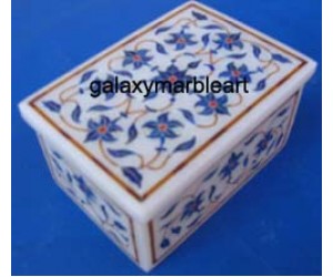 marble inlay box with lapislazuli stone design box-RE23125