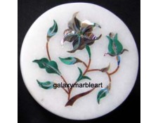 Decorative stone inlaid makrana marble box-RO224