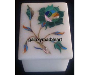 agra marble inlay handicraft ring box-RE22506