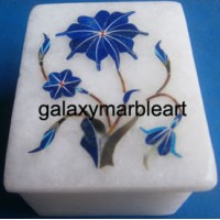 marble box with semi-precious stones inlay work box-RE22507