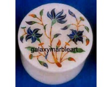 floral inlay lapislazuli stones marble box-RO25108