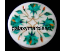 marble inlay rose flower with Malachite stone box-RO25110