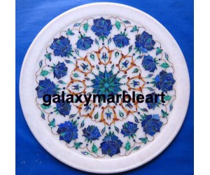 Galaxy Marble Art-Makrana marble plate with inlay work plate Pl-1101