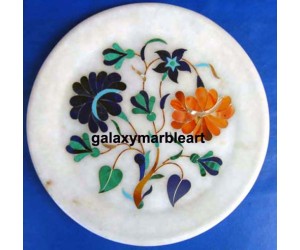 Multi-colored floral design inlay plate Pl-605