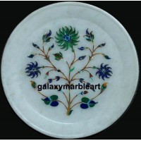 Intricate semi precious stones inlay workmanship plate Pl-622