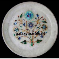 Stones inlay work marble plate wth intricate workmanship plate Pl-658