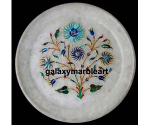 Stones inlay work marble plate wth intricate workmanship plate Pl-658