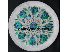 Malachite gemstone inlay work marble plate Pl-808