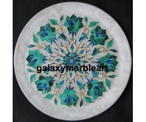 Malachite gemstone inlay work marble plate Pl-808