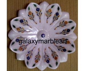 A lotus flower shape marble inlay work plate Pl-812