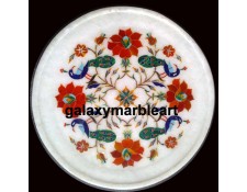 Marble Inlay Plate with Peacock design Pl-814