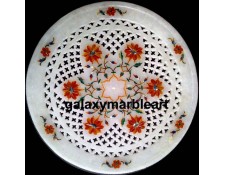  Stones inlay work marble plate with filgree work  Pl-816