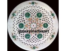 Filgree work marble plate inlaid with Malachite  Pl-817