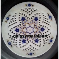 Makrana marble plate with Lapislazuli stone and filgree work  Pl-818