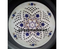 Makrana marble plate with Lapislazuli stone and filgree work  Pl-818