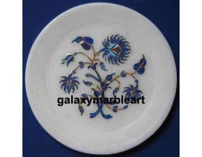 unique intricate workmanship stones inlaid marble  plate Pl-525