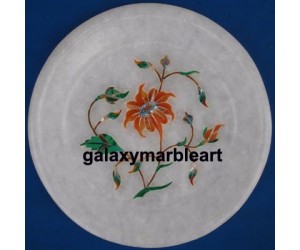 marble inlay floral design plate Pl-527