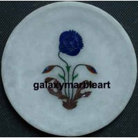 marble inlay Taj Mahal poppy flower plate Pl-528