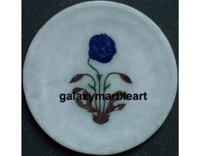 marble inlay Taj Mahal poppy flower plate Pl-528