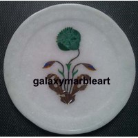 Poppy flower in Malachite stone plate Pl-529