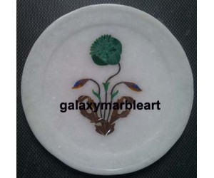 Poppy flower in Malachite stone plate Pl-529