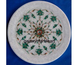 Jasmine flower with mainly Malachite stones plate pl-712