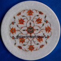 Cornelian stones inlaid, Pietra Dura work,gift plate Pl-715