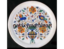 Marble inlay plate with birds and  flower vase design  Pl-908