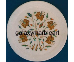 Marble inlay Rare plate with Tiger's Eye stone Pl-978