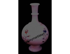 Decorative marble inlay handicraft vase ht 12" V-9