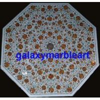 A marble dining table top with mainly cornelian stones inlay work 42" WP-4202