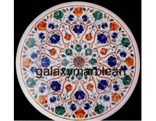 White marble inlay coffee table top WP-18139