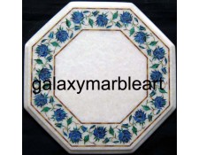 Stones inlay work marble table top with Lapislazuli border design 12" WP-1204