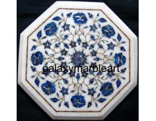 Parchinkari inlay work table top with semi-precious stones geometrical design 12" WP-1205