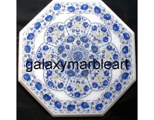 Pretty marble inlay table top having a unique design in Lapislazuli stone WP-14207